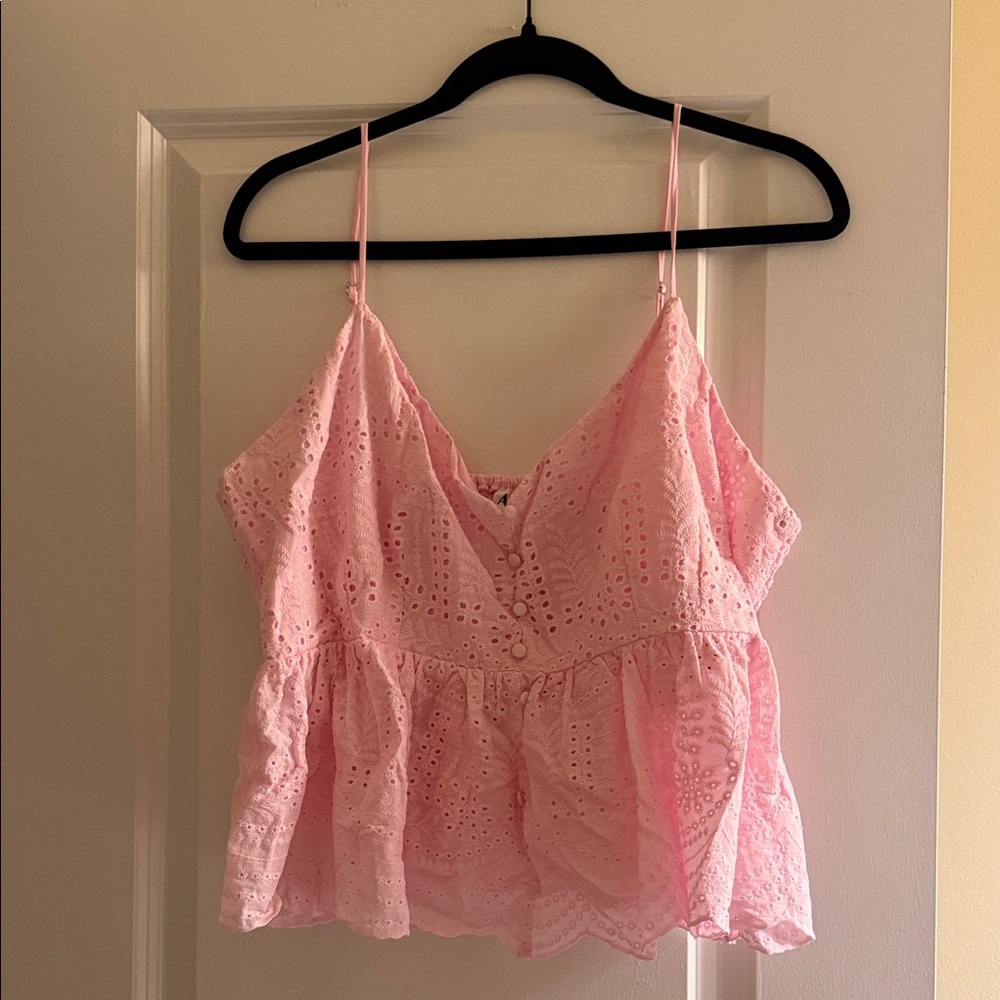 ARULA Pink Eyelet Tank Top